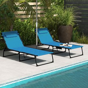 Set di Sedie a Sdraio Pieghevoli Reclinabili Blu Cielo Regolabili per Esterni, Arredamento da Giardino per il Relax - Product Image 2