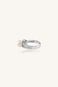 Pearl and <b>Cz</b> <b>Ring</b> in 92.5 Sterling Silver KLSR-11702 - Product Image 6