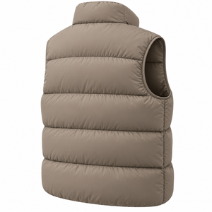 Men's Puffer Vest Stand Collar Solid Color Winter Warm Zipper Closure Casual Outerwear <b>Sleeveless</b> Bodywarmer Windproof Polyester - Product Image 6