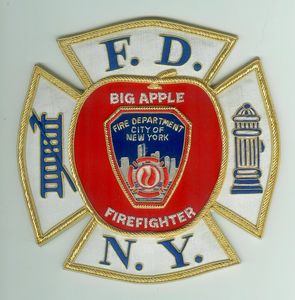Badge FDNY Big Apple fait main en fil de soie, patch Zardozi du Service d'incendie - Product Image 3