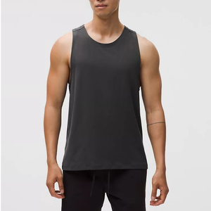 Débardeur pour homme en polyester 100% tricoté, respirant, à séchage rapide, écologique, noir, col rond, uni, sportif, pour la musculation et le fitness - Product Image 5