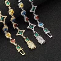 Collier tennis en laiton plaqué argent avec moissanite multicolore sertie clos, chaîne à maillons, bijou de luxe hip-hop tendance pour homme et femme, idéal pour les soirées