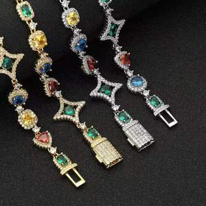 Collier chaîne tennis en argent sterling 925 avec diamants CZ multicolores, bijou de luxe hip-hop pour hommes et femmes - Product Image 1