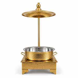 Gold <b>Buffet</b> Chafing Dish Stainless Steel Food <b>Warmer</b> Smart Digital Gas Heating Catering Server 33cm Diameter PTFE Coated Durable - Product Image 2