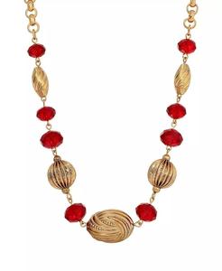 Collana con Perline di Vetro Rosse e Dettagli Dorati |   2028 - Product Image 1