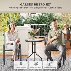 Set Bistrot Grigio 3 Pezzi con Sedie Impilabili e Tavolo in Vetro per Piccoli Spazi, Balconi e Cortili, Multiuso per Palestre e Ospedali - Product Image 4