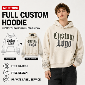 Sweat-shirt à capuche personnalisé pour homme, en polaire ivoire, coupe ample décontractée, avec poches, impression sérigraphique - Product Image 1