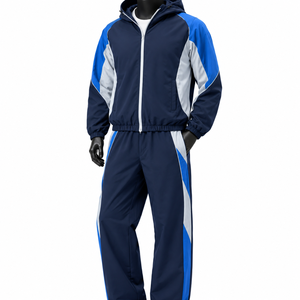 Ensemble complet de survêtements streetwear pour hommes avec capuche unie en polyester/nylon pour les détaillants de vêtements de sport en gros - Product Image 3