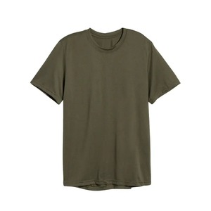 Camiseta de Manga Corta para Hombre, Cuello Redondo, Color Verde Oliva, Algodón, Corte Regular, Tejido Jersey, Color Sólido, Transpirable - Product Image 6