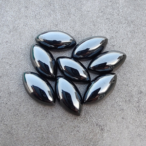 Hematite naturelle cabochon, forme marquise, dos plat, calibrée, qualité AAA+, pierre précieuse pour bijoux - Product Image 3