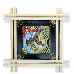 Décoration murale Art Déco Radha Krishna artisanale - Panneau décoratif amovible et écologique pour les célébrations de Diwali et de retraite - Product Image 3