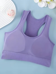 Soutien-gorge de sport sans couture à col rond pour femme |   Haut de sport personnalisé en mesh respirant sur le devant |   Soutien-gorge de sport en polyamide et élasthanne à maintien élevé - Product Image 5