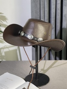 Premium Style Leather Cowboy <b>Hats</b> Men Women Adjustable Size Customized Cowboy <b>Hats</b> - Product Image 2