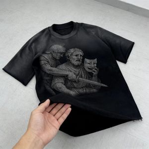 Camiseta de Manga Corta para Hombre, Estilo Urbano, Personalizada con Estampado Digital, Tejido French Terry, Lavado Ácido Vintage, Manga Corta con Gráficos, Talla Grande, Secado Rápido - Product Image 1