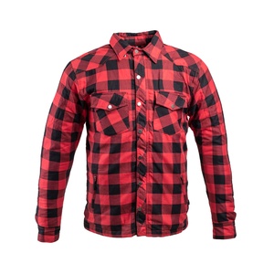 Men's Full Sleeve Flame Retardant Plaid <b>Motorcycle</b> <b>Shirt</b> Cotton Bamboo Fiber Winter Style Red Black Checkered Pattern Button - Product Image 3