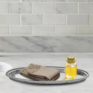 Plateau à bordure en corde plaqué or polonais fait main tendance et contemporain pour la décoration de la maison, décoration de Noël, plateaux décoratifs multi-pièces - Product Image 2