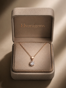 ELVORA GEMS Rose Gold Natural Diamond Pendant <b>Necklace</b> Round Brilliant Cut Minimalist Women's Everyday Wear 18K Gold Plated - Product Image 5