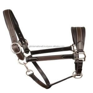 Licou de cheval en cuir de vache souple et robuste avec rembourrage en cuir de vache double couche entièrement réglable avec couronne à double boucle en métal solide - Product Image 4