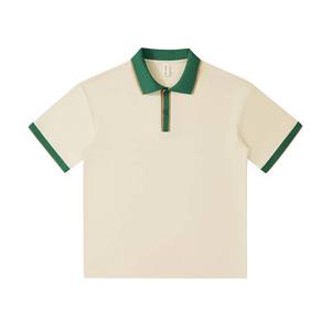 เสื้อโปโลแขนสั้นผู้ชาย สีกรมท่า ผ้าปิเก้ถัก สไตล์พรีปปี้ ระบายอากาศได้ดี ทรงปกติ - Product Image 4