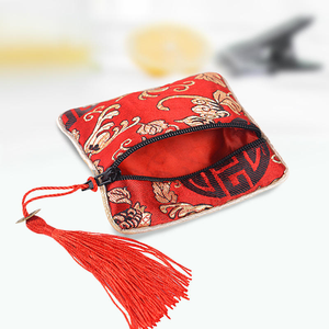 Sacs en brocart brodé en gros, petits sacs à perles Bouddha, porte-monnaie simple, pochette à fermeture éclair, sac d'emballage pour bijoux - Product Image 1
