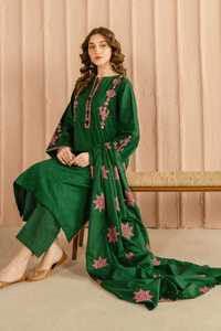 Green Embroidered Cotton Salwar Kameez Set Women Traditional Loose Fit <b>Ankle</b>-Length Casual Wear India Pakistan Style - Product Image 6