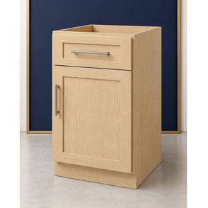 <b>Pull</b>-<b>Out</b> Waste <b>Basket</b> Base Cabinet 18 Inch Melamine Blond Oak Trash Bin RTA Wholesale Vietnam Factory - Product Image 1