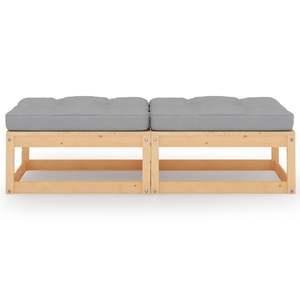 Juego de 2 piezas de bancos de patio de madera maciza de pino con cojines - Product Image 2