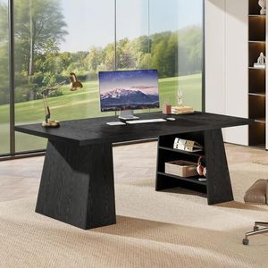 Scrivania Direzionale Moderna da 63 Pollici con Doppio Mobiletto Portaoggetti, Grande Scrivania per Ufficio e Computer per Scrittura e Conferenze - Product Image 3