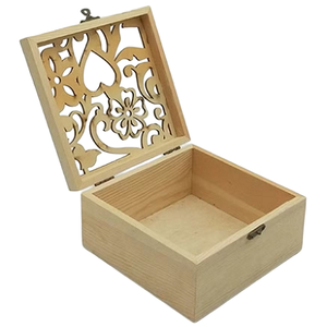 Cajas Cuadradas de Madera con Diseño Grabado y Acabado en Madera Natural de Alta Calidad para Almacenamiento en el Hogar - Product Image 1