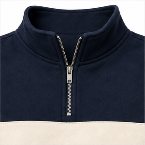 Customize Steel <b>Grey</b> Womens Loose Fit Half Zip Cropped <b>Sweatshirt</b> Stand Collar Combed Cotton - Product Image 6