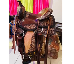 Sillín antiguo de cuero occidental de alta calidad tallado a mano al mejor precio - Product Image 1