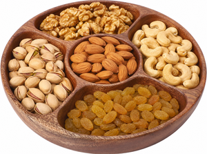 Bandeja Redonda de Madera con Divisiones para Servir Aperitivos, Plato de Madera de Acacia con 5 Compartimentos para Servir Frutos Secos y Nueces - Product Image 4