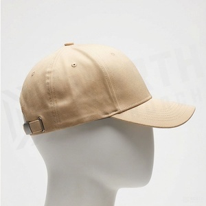 Casquette de baseball beige à 6 panneaux, visière réglable, unisexe, en sergé de coton, chapeau décontracté, couleur unie, taille adulte - Product Image 3