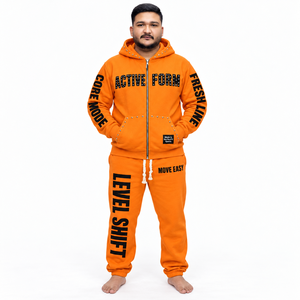 Custom Logo Graphic <b>Letter</b> Tracksuit Full Zip Fleece <b>Jacket</b> Jogger Bottoms <b>Mens</b> rhinestone Detail Winter Sportswear OEM - Product Image 1