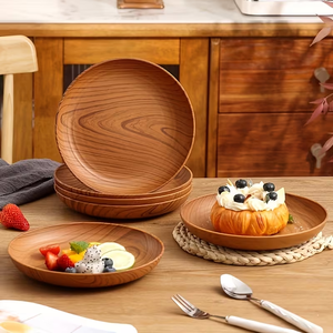 10 pièces de plateaux en bois ronds, plateaux de service en bois naturel, plateaux pour le petit-déjeuner, pour restaurant occidental, pour usage domestique - Product Image 3