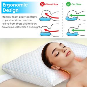 Adjustable Cool <b>Memory</b> <b>Foam</b> Pillow 1pc Shredded Extra Filling with Machine Washable Cover for Side Back Stomach Sleepers - Product Image 3