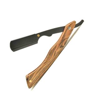 Navaja de afeitar recta de sándalo y acero inoxidable de marca privada Gold para barbería - Product Image 1