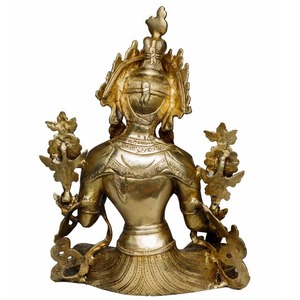 Estatua de Tara Verde Tibetana Hecha a Mano de Alta Calidad en Latón para Adoración Budista o Meditación Yoga, Disponible a Buen Precio - Product Image 5