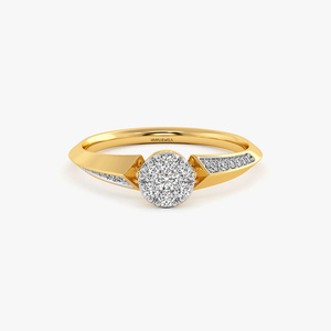 Anillo de Compromiso de Oro Amarillo con Diamante Cultivado en Laboratorio para Mujer, Corte Brillante Redondo, Diamante Clásico, Oro de 10K, 14K, 18K, Plata 925, 935 - Product Image 3