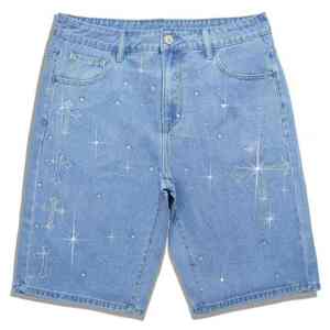 Men's Denim Cargo Shorts <b>Mid</b> Waist Breathable Casual Bermuda Shorts 100% Cotton Quick Dry - Product Image 4
