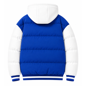 เสื้อแจ็คเก็ตพัฟเฟอร์ Zeta Phi Beta แบบสั่งทำพิเศษ ปักโลโก้ด้านหน้า สีน้ำเงินและสีขาว แขนยาว สำหรับผู้หญิง - Product Image 3