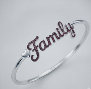 Bracelet jonc tendance personnalisé avec nom, breloque cœur, ton argenté, unisexe, cadeau de bijoux pour la famille - Product Image 1