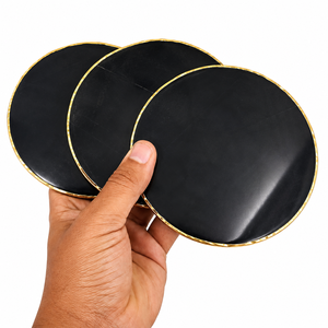 Natural Black <b>Agate</b> <b>Coaster</b> Gold Edge Polished Stone Round Plate Crystal <b>Coaster</b> Home Decor Gift Wholesale Supplier Manufacturer - Product Image 6