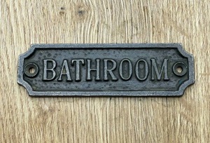 Plaque murale rectangulaire en métal rustique pour salle de bain, décoration intérieure, design de lettres - Product Image 2