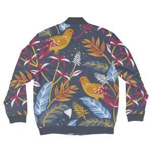 Chaqueta Bomber para Hombre, Talla Grande, Estampado Geométrico, Cierre de Cremallera, Estilo Casual para Otoño, Manga Regular, Cuello Camisero, 100% Poliéster - Product Image 6