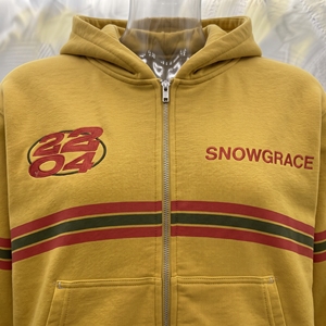 Sweat-shirt à capuche jaune pour homme Snowgrace, design rayé, coton French Terry, vêtement décontracté pour l'automne - Product Image 6