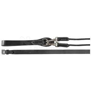 Fouet en cuir avec attaches métalliques et poignée pour l'entraînement équestre - Product Image 2