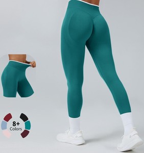 Leggings de yoga décontractés en coton tricoté respirant pour femmes, taille haute, grandes tailles, personnalisables pour la gym - Product Image 4