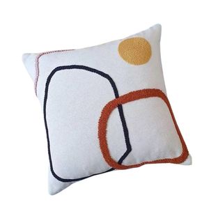 Cojín de Algodón Tejido con Patrón Abstracto, Tela Suave y Transpirable, Almohada Decorativa Elegante para el Área de Estar de un Apartamento Moderno - Product Image 1