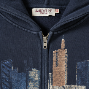 TAWFIQ <b>Women's</b> <b>Navy</b> Hoodie With City Print Zip Front Casual Autumn Wear 100% Cotton Fleece Regular Fit - Product Image 5